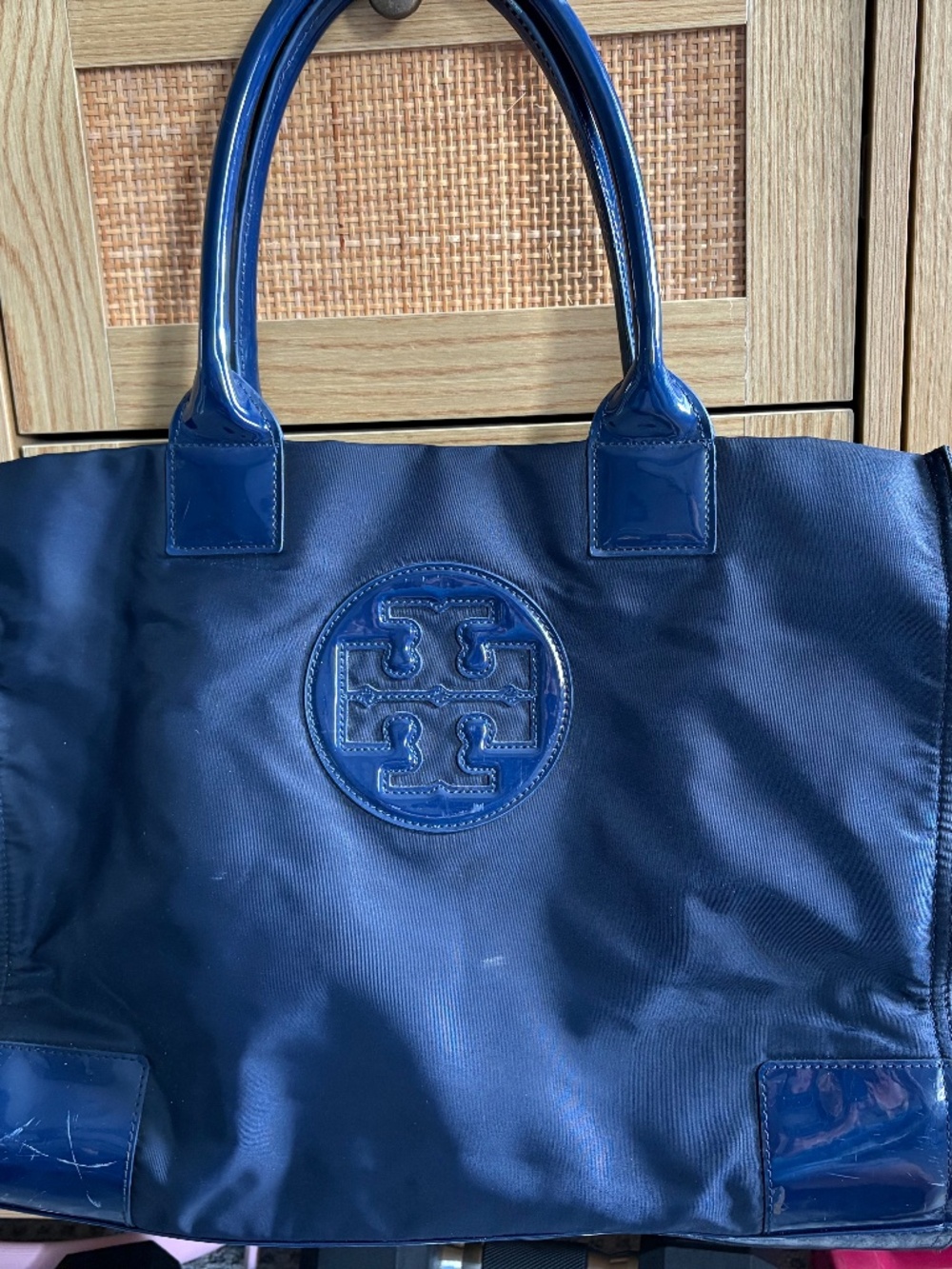 Tory Burch navy blue Ella tote bag